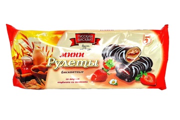 Русский Бисквит Мини рулеты бисквитные 175г Россия (клубника со сливками)